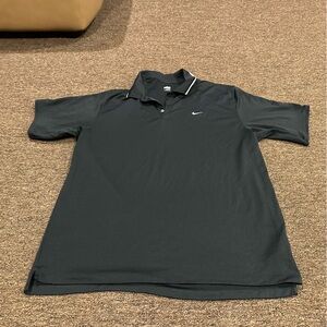 EUC! Nike Black Polo SS White Collar Piping Mens XXL top golf shirt